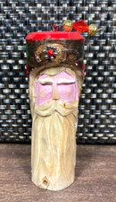 Santa Claus Hand Carved Christmas Ornament Painted Whittled Wood Folk Art OOAK