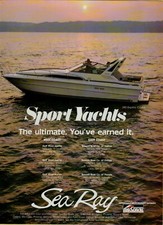 1986 Sea Ray 340 Express Cruiser Sport Yacht Photo Original Vintage Print Ad