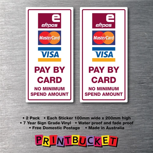 Eftpos mastercard visa stickers no minimum spend water/fade proof quality vinyl