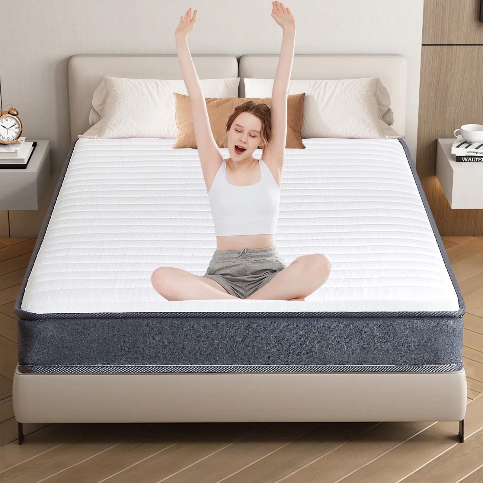 OUUI 6 inch Memory Foam Hybrid Mattress, Fiberglass Free Twin Twin XL Full Queen
