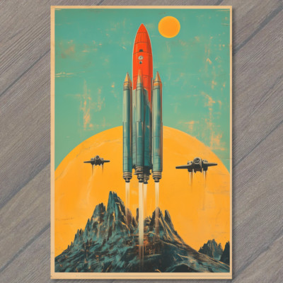 Art Print Space Shuttle Liftoff Mars Backdrop Sci Fi Adventure Art  Future Rocke