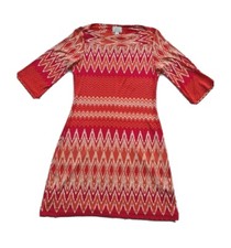 Donna Morgan Womens Pink Chevron Pattern Stretchy 3/4 Sleeve Shift Dress. UK 8.