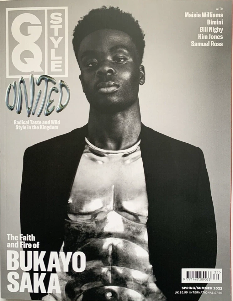 BUKAYO SAKA ARSENAL / SAMUEL ROSS UK GQ STYLE FASHION MAGAZINE S/S 2022 new