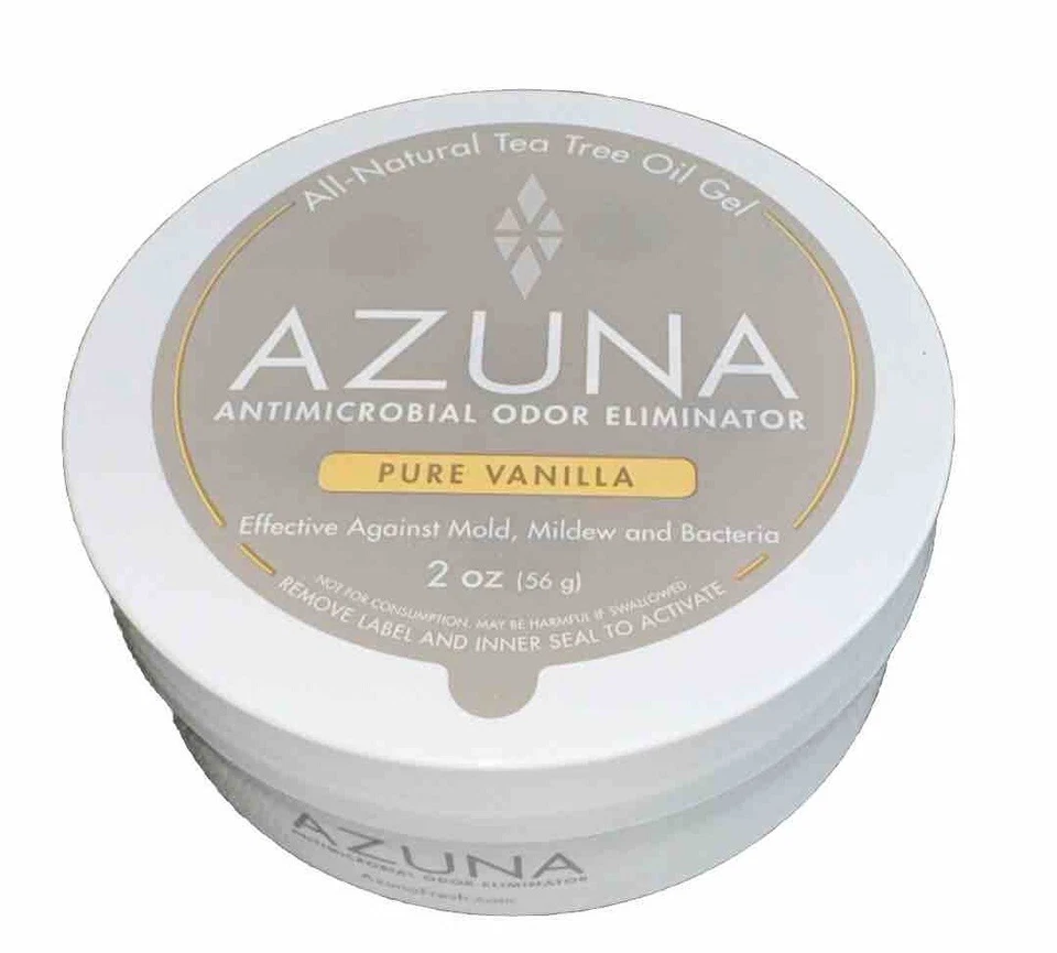 Azuna Antimicrobial Odor Eliminator Gel - Pure Vanilla - 2oz Jar for Small Room