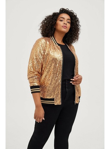 Torrid Gold Sequin Bomber Jacket NWT 