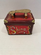 Vintage Small 5 cent Shoe Shine Tin Kit with shine materials in the box