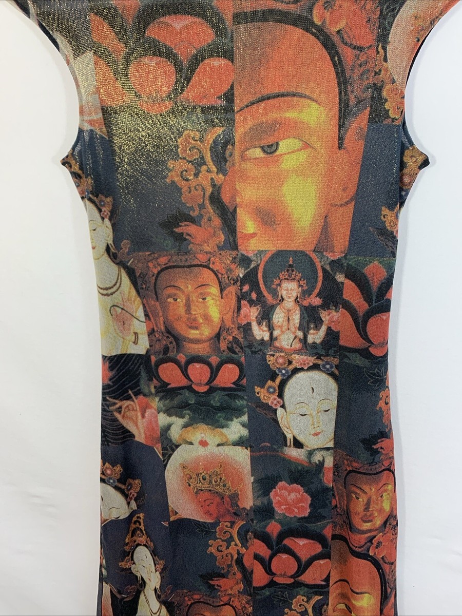 RARE Vivienne Tam Vintage 90's Y2K Shimmer Mesh Buddha Print RARE Vivienne Tam Vintage 90's Y2K Shimmer Mesh Buddha Print
