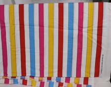 Vtg Marcus Brothers Fabric Cotton Stripe Red Blue Pink Yellow Lg Scale 112x56