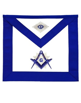 Master Mason Blue Lodge Apron - Royal Blue with Gold Embroidery Freemasonry Rega