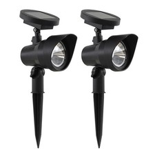 Solar Garden Spot Lights LED Outdoor Waterproof Adjustable Head Dawn-To-Dusk x2