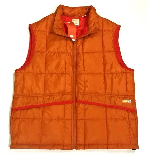 NWT Levi's Gold Tab Pastime - Orange Insulated Puffer Vest - Men's L Large video thumbnail