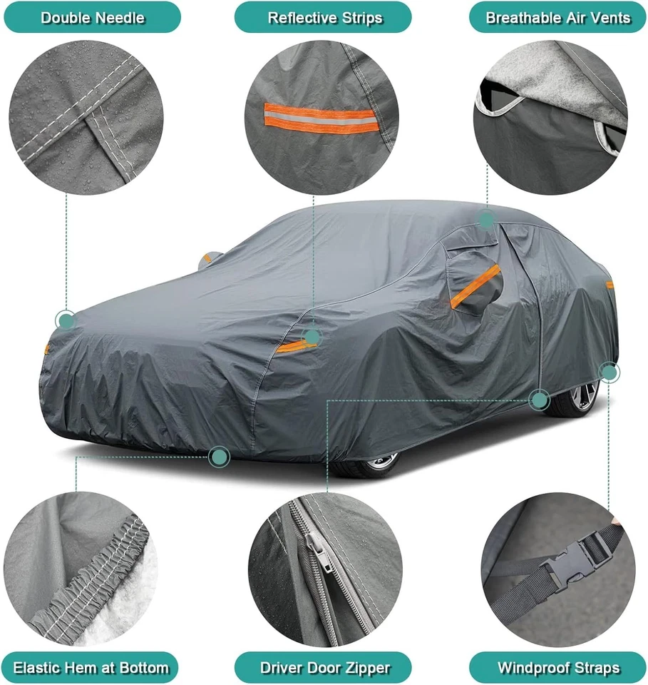For Kia Soul 2010-2025 16 Layers Waterproof All Weather Car Cover w/ Door Zipper Foto 3 de 4