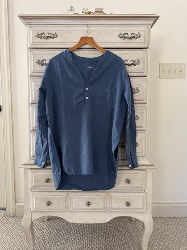Vikolino Blue Linen Boho Top Lagenlook