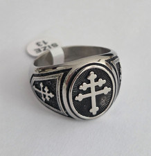 Herren Siegelring Kreuz von Lorraine, 316L Edelstahl, fein verarbeitet, Geschenk