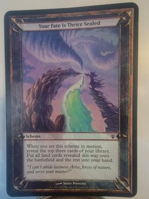 MtG oversized Archenemy Scheme card.Your Fate Is Thrice Sealed.  Mint condition