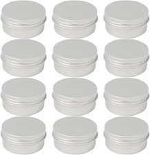 12 Vasetti in Alluminio per Creme Vuoti, 10 Ml, Confezione Con Coperchio a Vite 