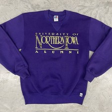 VTG 90's Northern Iowa UNI Panthers Crewneck Sweatshirt Russell Athletics M USA