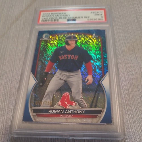 ROMAN ANTHONY 1st 2023 Bowman Chrome BLUE SHIMMER REFRACTOR/150 RC PSA 9 MINT 🔥