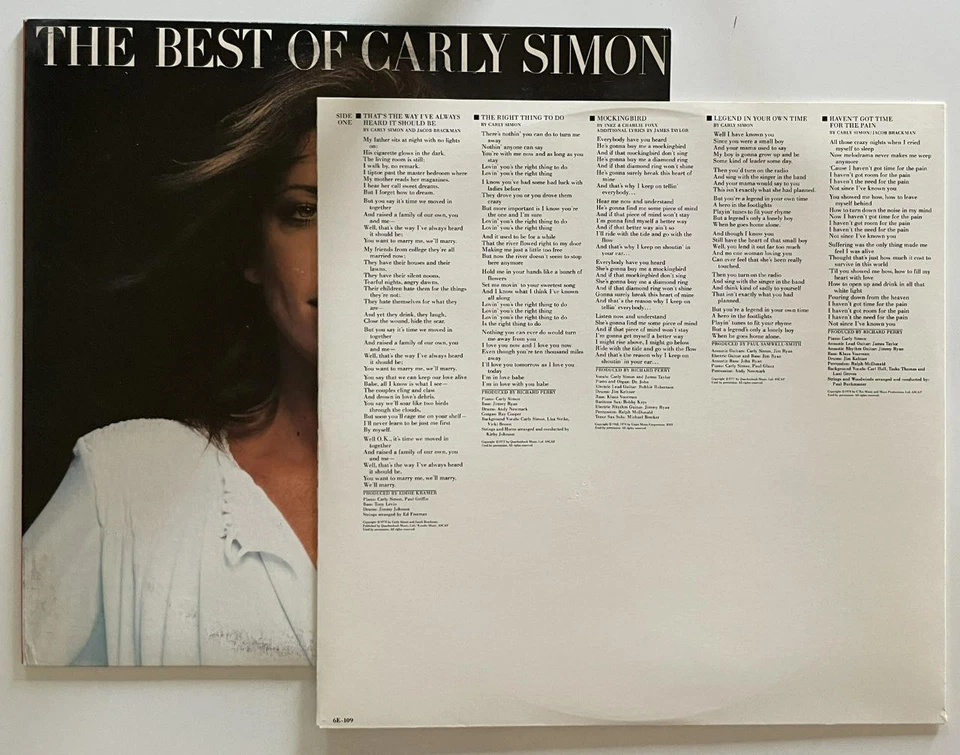Carly Simon The Best of Carly Simon LP M- Elektra (1975) ORIGINAL - Image 2 of 4