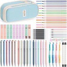 65 PCS Aesthetic School Supplies Kit Pastel Highlighters Gel Pens Pencils Set