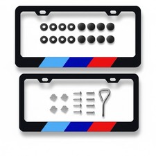 2x Bmw M Style Tri Color License Plate Frames X1 X2 X3 X5 Suv Tag Holder