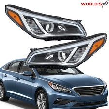Set Pair For Hyundai Sonata 2015 2016 2017 Chrome Halogen Headlights Headlamps