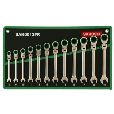 Kombi Flexi Ratschenschlüssel Set 8-19 mm fester Kopf 12-teilig mit Aufbewahrungsrolle