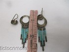 VINTAGE ZUNI INDIAN SHIELD STACKED TURQUOISE JINGLE DANGLE EARRINGS STERLING — photo 8