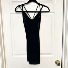 Windsor Deep Emerald Green Velvet V-Neck Bodycon Mini Holiday Winter Dress XS