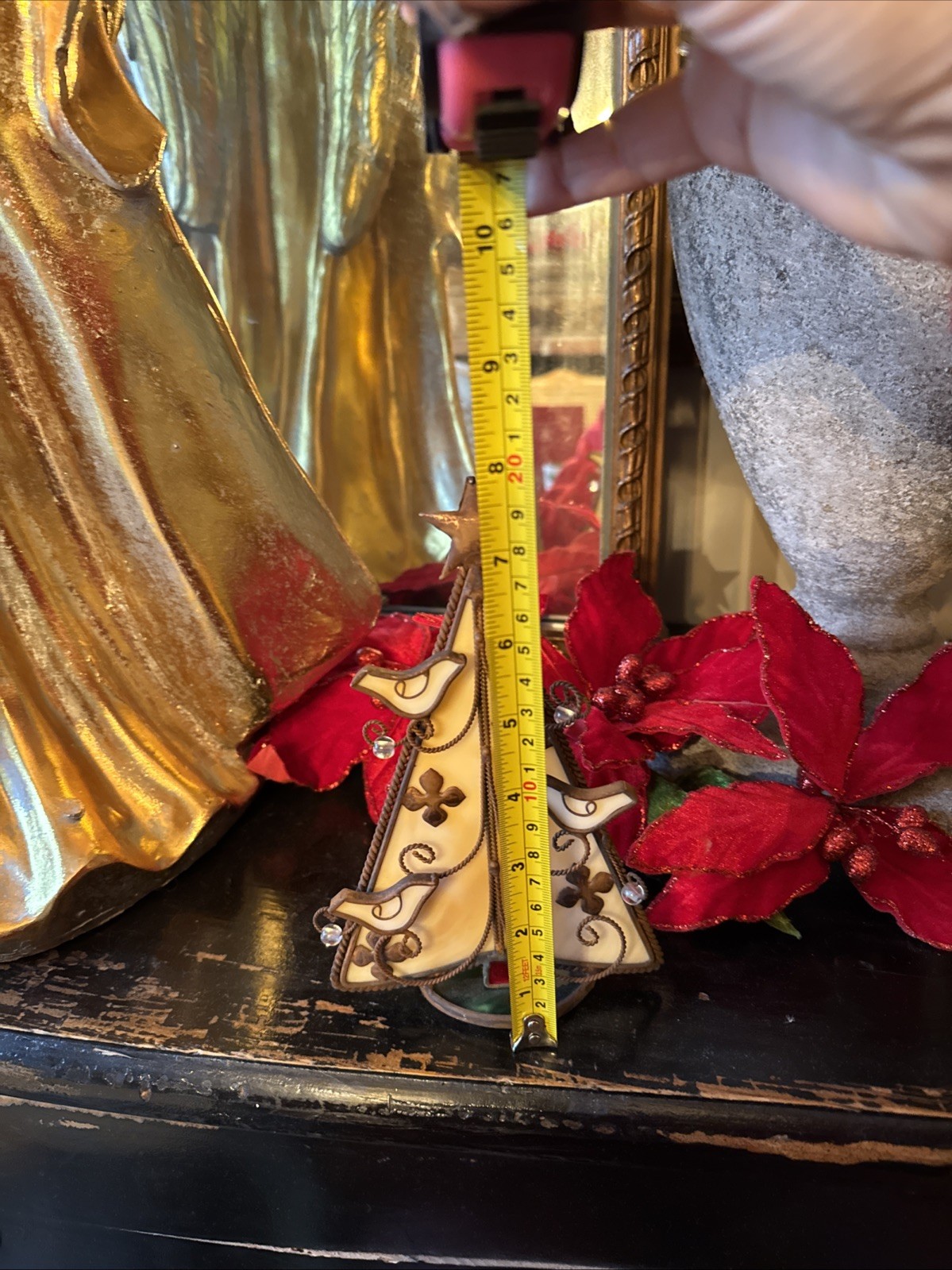 Vintage Stained Glass Christmas Tree Tea Light Candle Holder