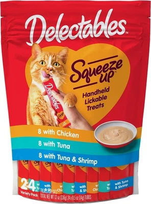 Delectables Squeeze Up Wet Cat Treats Variety Pack 24 Count