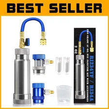 Compact Professional Grade A/C Oil Injector for R134A and R1234YF Systems