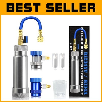 Compact Professional Grade A/C Oil Injector for R134A and R1234YF Systems