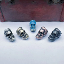 Skull Head Sculpture Brass Beads EDC Handmade Woven Paracord Lanyard Pendants