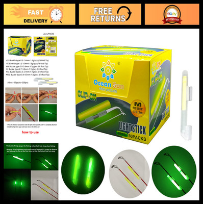 100PCS Fishing Glow Sticks for Rod Tips - Ocean Sun Clip Snap-On Lights for Catf