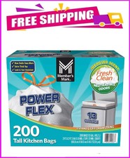 Member's Mark Power Flex Tall Kitchen Drawstring Trash Bags Fresh Scent 13 gal
