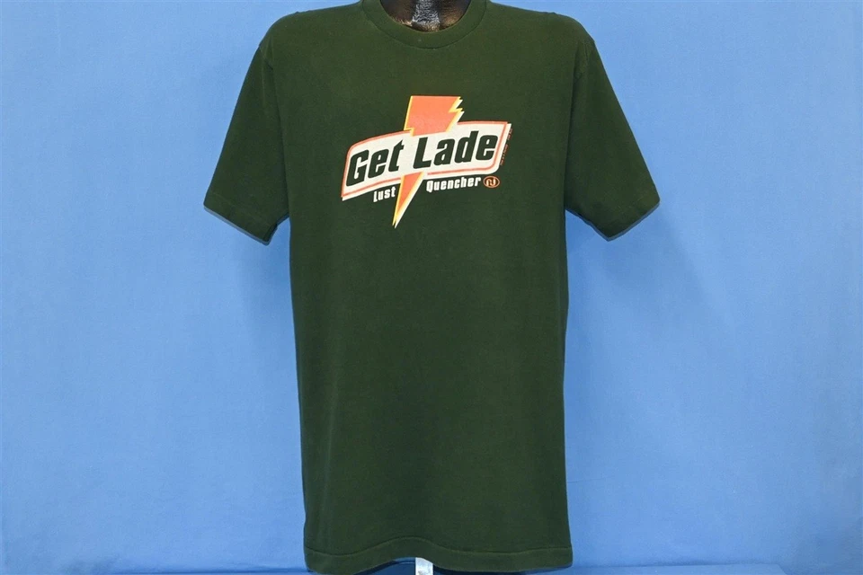 vintage 90s GET LADE LUST QUENCHER GATORADE SPOOF GREEN t-shirt LARGE L - Image 2 of 4