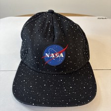 NASA Youth Hat Aldrin Family Foundation Black Space Pattern Adjustable Logo
