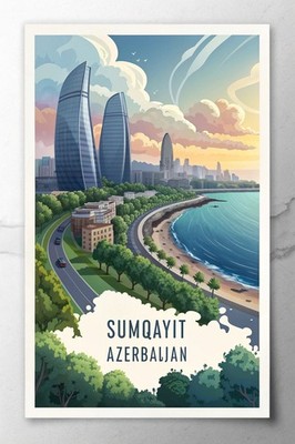 Faszinierendes Sumqayit, Aserbaidschan - Exotisches Reiseposter Kunstdruck A1-A4 Poster A