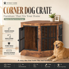Corner Dog Crate Furniture Multi  Purpose Pet House with Decor Tabletop