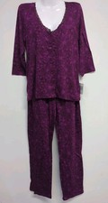Maidenform Lace Trim Women's Mid Rise Pajama Set Small Purple Floral