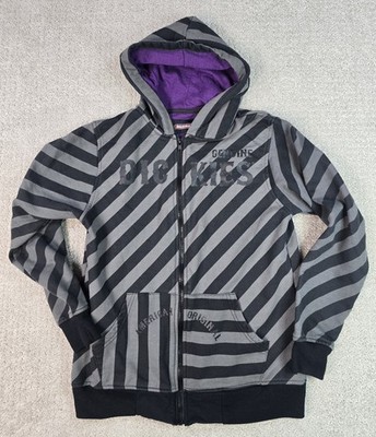 Y2K Dickies Youth XL 14 16 Striped Jacket Zip Hoodie Kids Gray