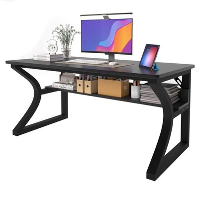 55 Inch Home Office Computer Desk Pc Gamer Table With 2-Piece Table Top