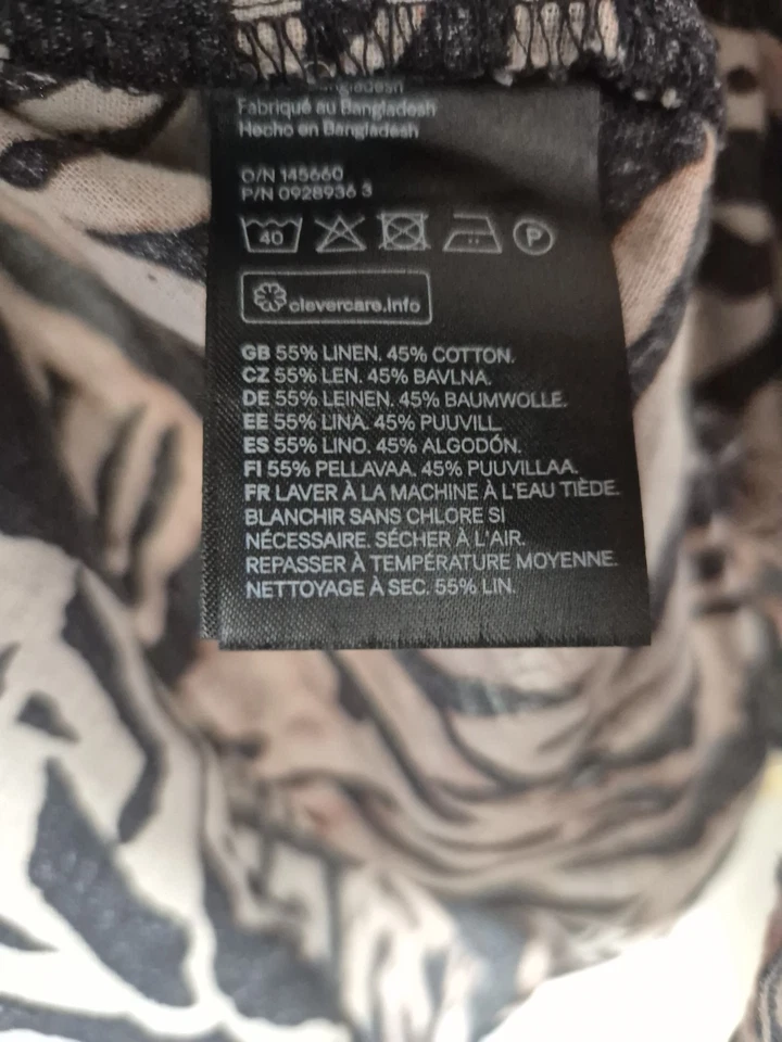 Women H&M Curves Oversized Shirt Long Sleeve Knee Length Print XXL Chest 66" - Image 3 of 4