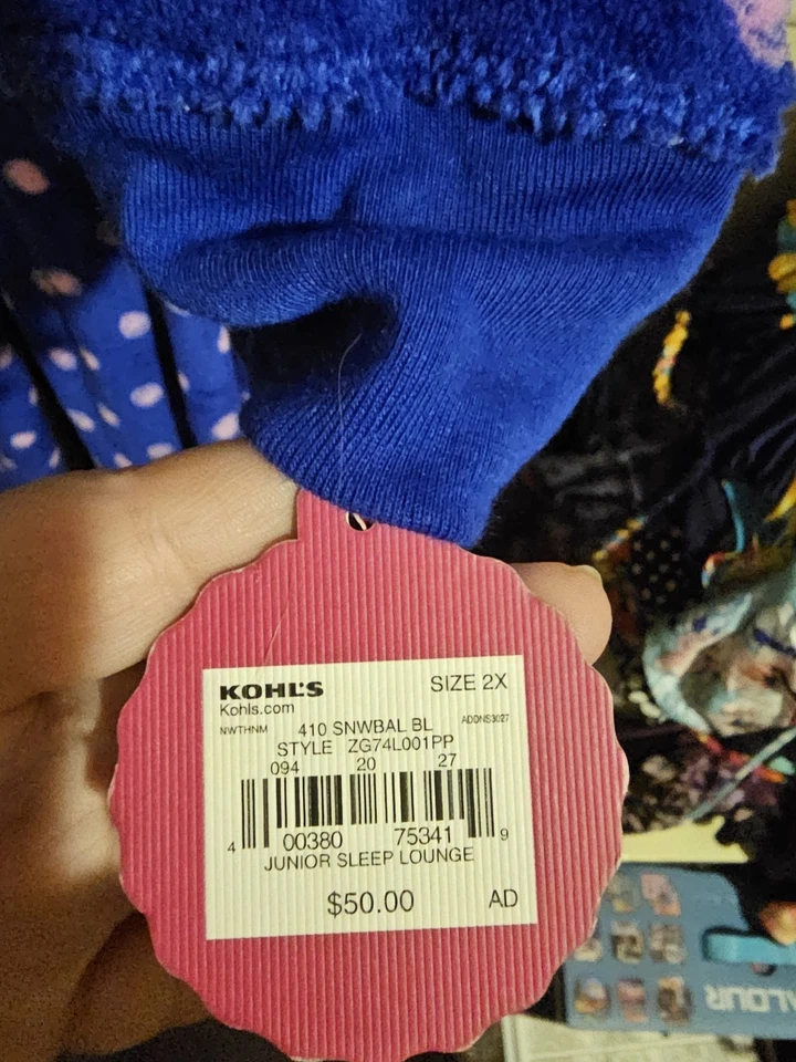 Plus Size So Intimates Polka Dot One Piece Pajama With Hoodie Size 2X - Image 4 of 4