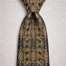 Cravatta vintage anni 90 Etienne Aigner seta barocco colonna uomo verde navy preppy accademia