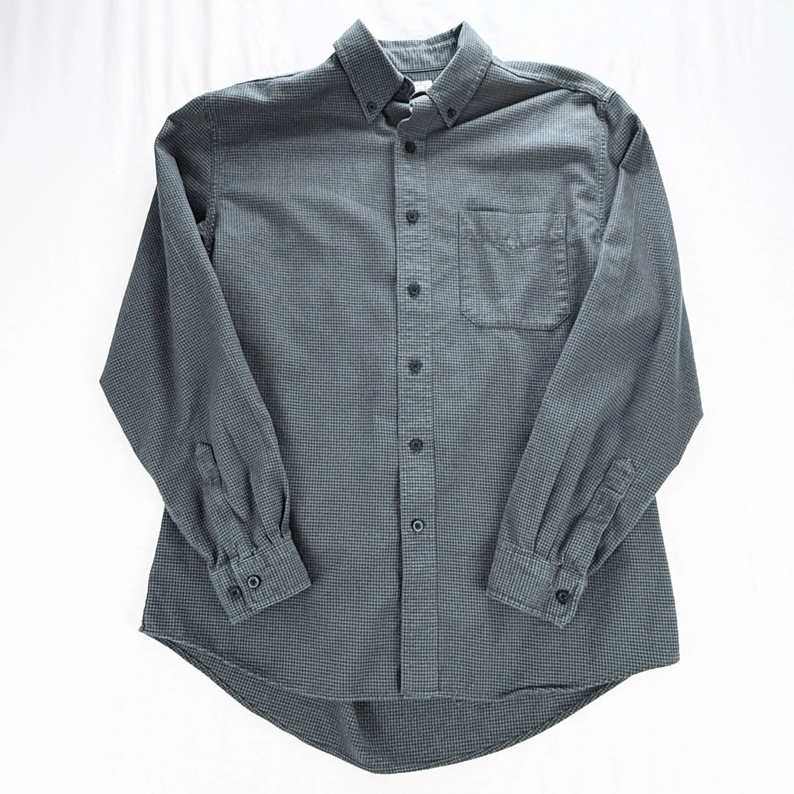LL Bean Check Flannel Men's Size Large Traditional Fit Long Sleeve Dark Gray