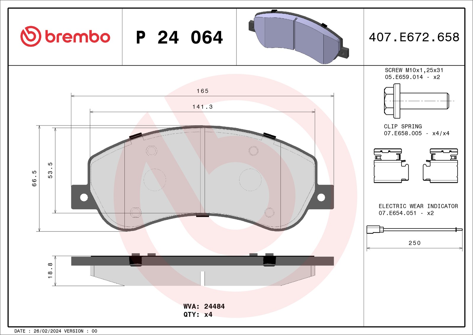 Für BREMBO P 24 064 Brake Pad Set, Disc Brake - Bild 5