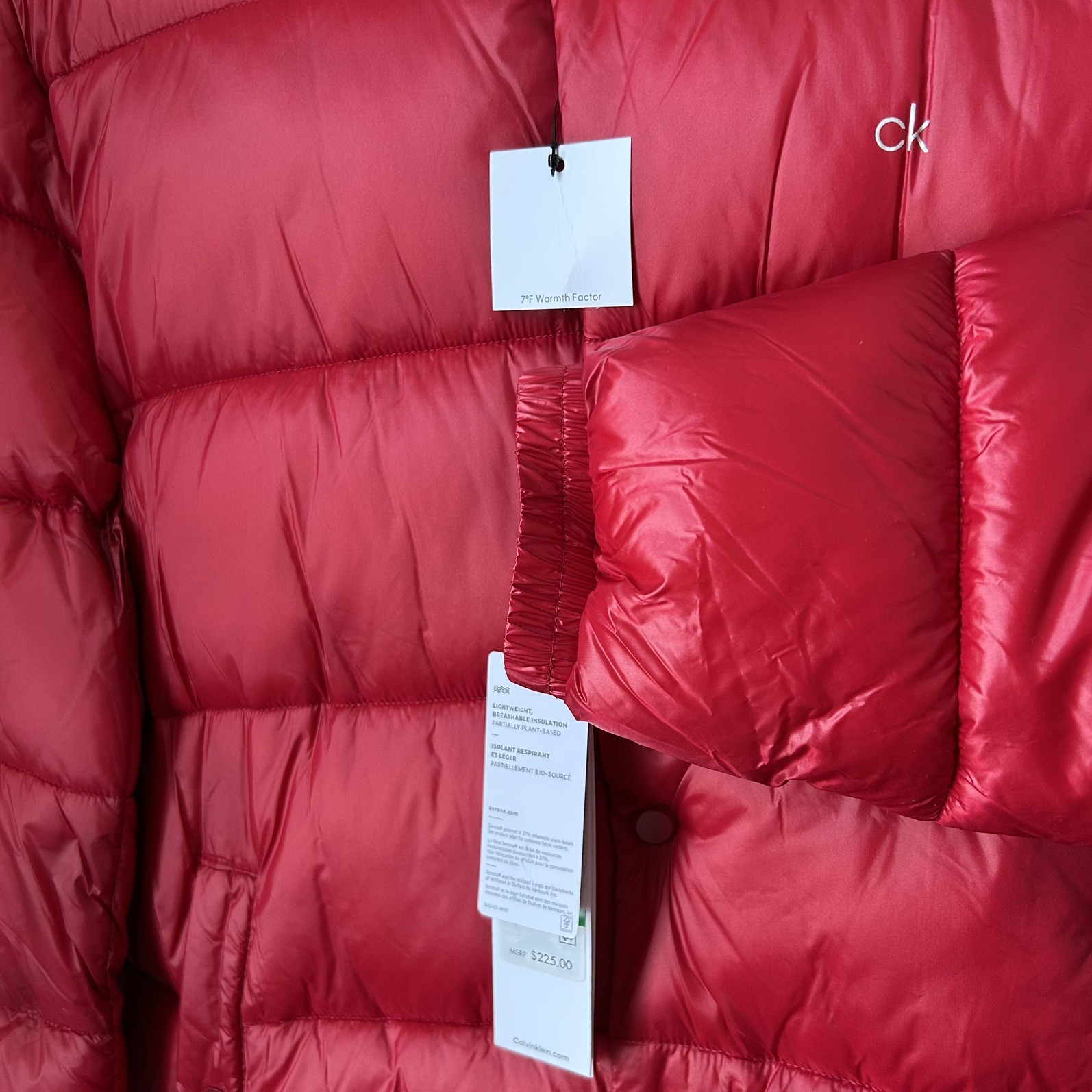 NWT Men’s Calvin Klein Red Puffer Jacket Coat Large Water Resistant Insulated  thumbnail 4