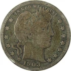 1903 S Barber Silver Quarter VG Very Good 25c Coin SKU:CP878